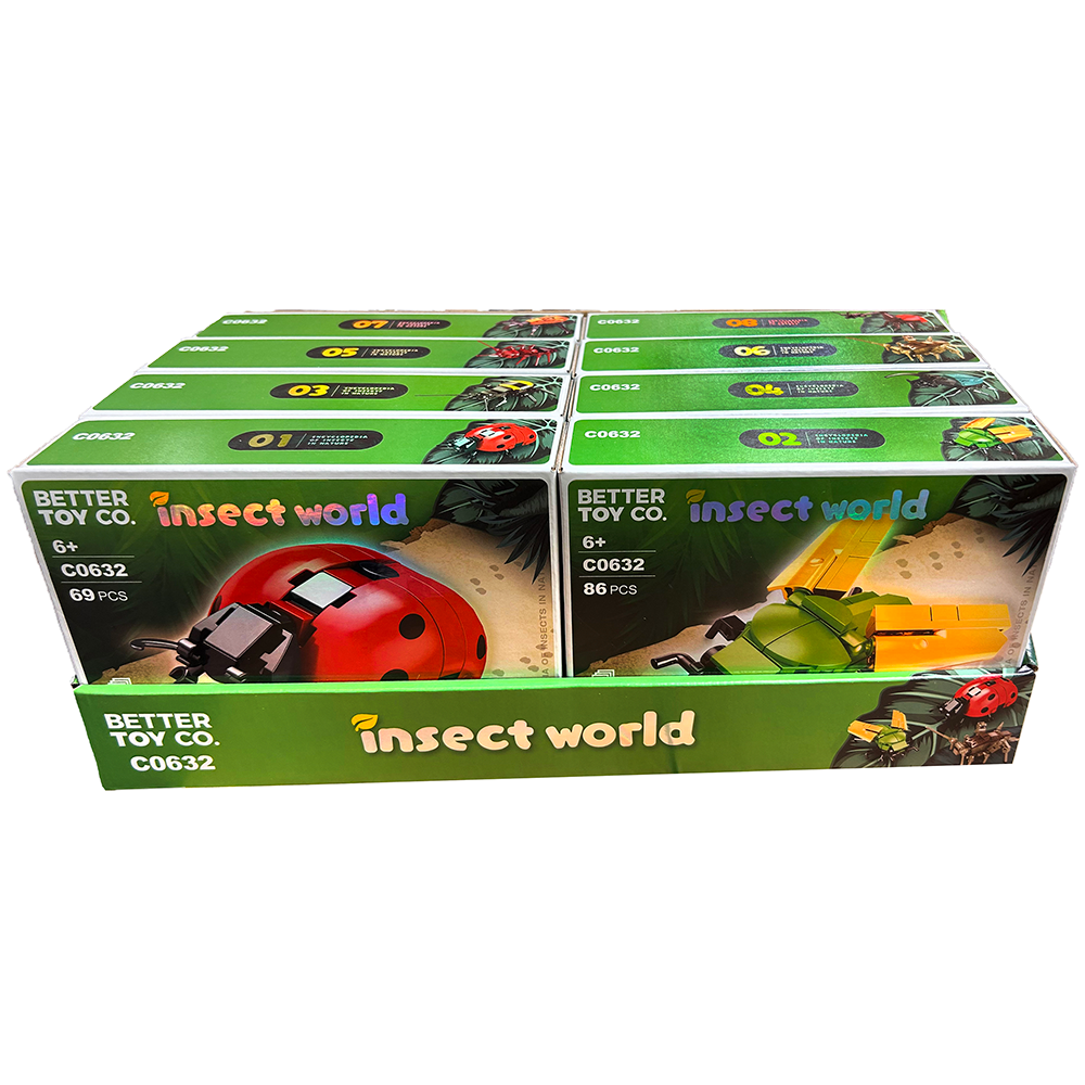 Insect World Building Brick Bug Display Set, x8 Kits