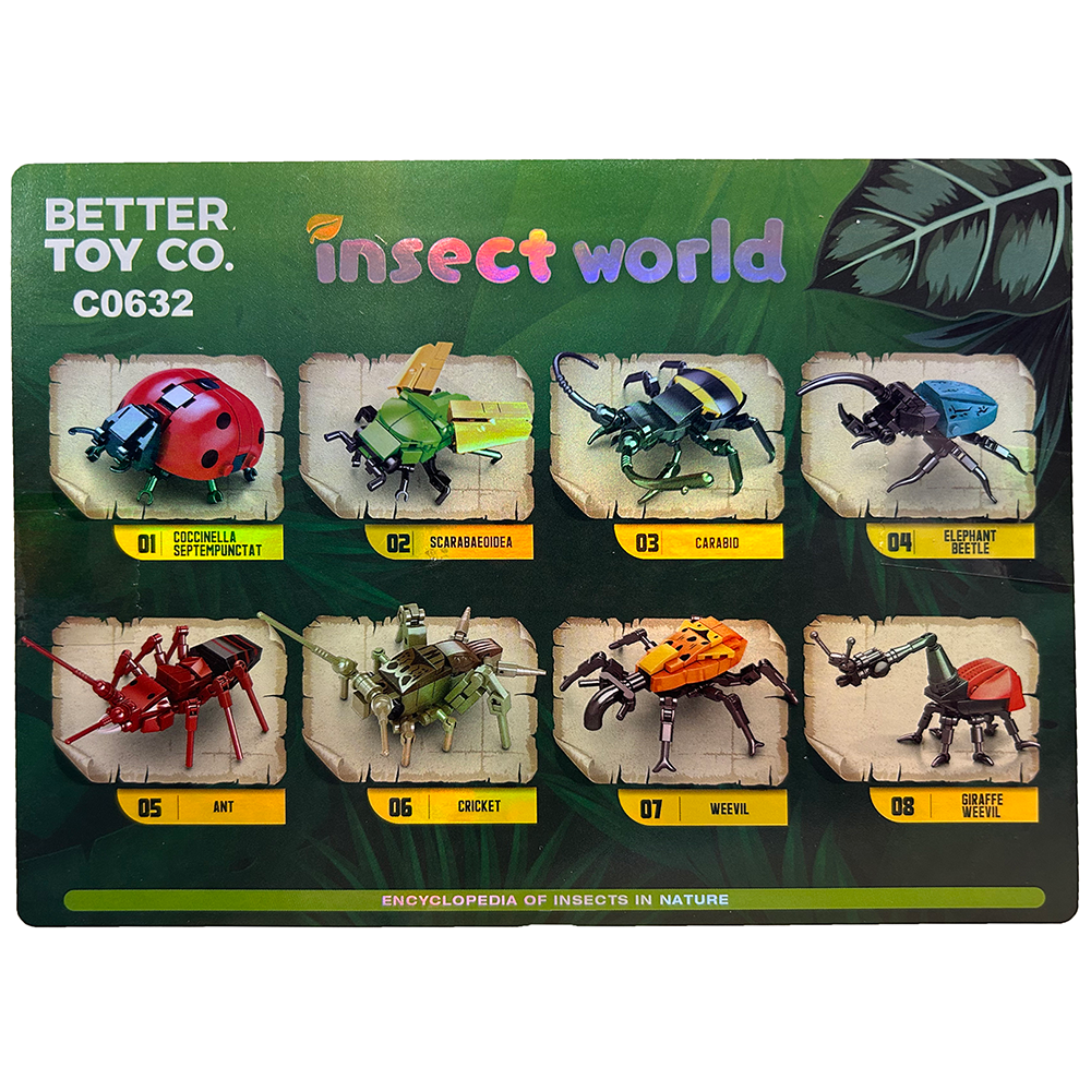 Insect World Building Brick Bug Display Set, x8 Kits