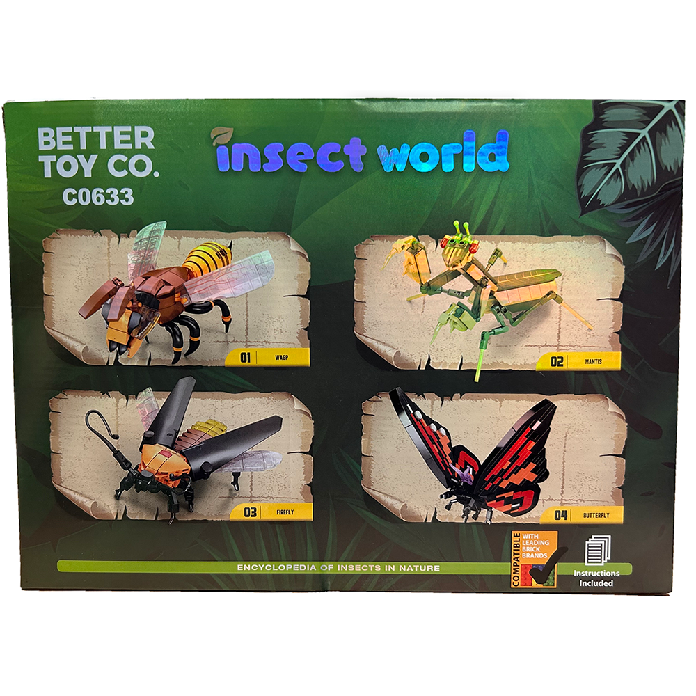 Insect World Building Brick Bug Display Set, x4 Large Kits