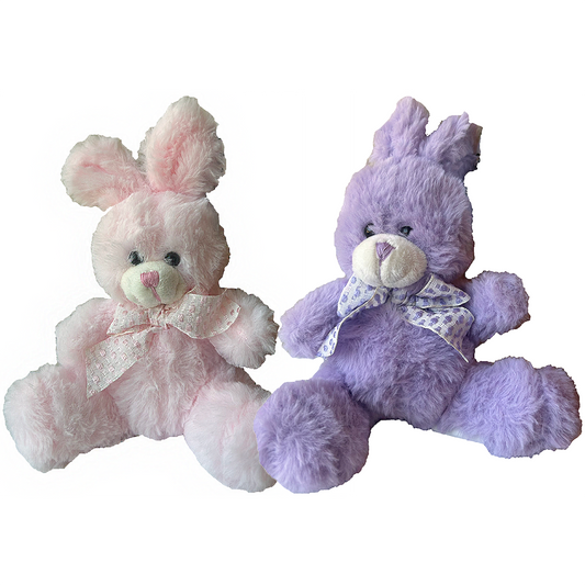 Colorful Rabbit Plush Toys 7.5" Tall Bunny, Purple and Pink