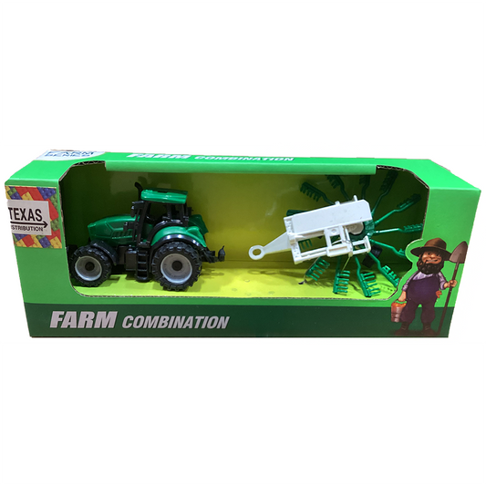 Farm Tractor and Tiller Vehicle Set in Open Window Box