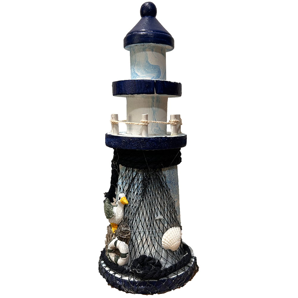 Wood Lighthouse Coastal Sculptures Home Decor, 3 Styles 7.5"