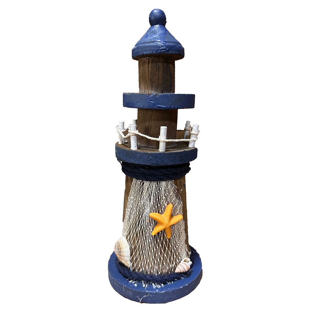 Wood Lighthouse Coastal Sculptures Home Decor, 3 Styles 7.5"