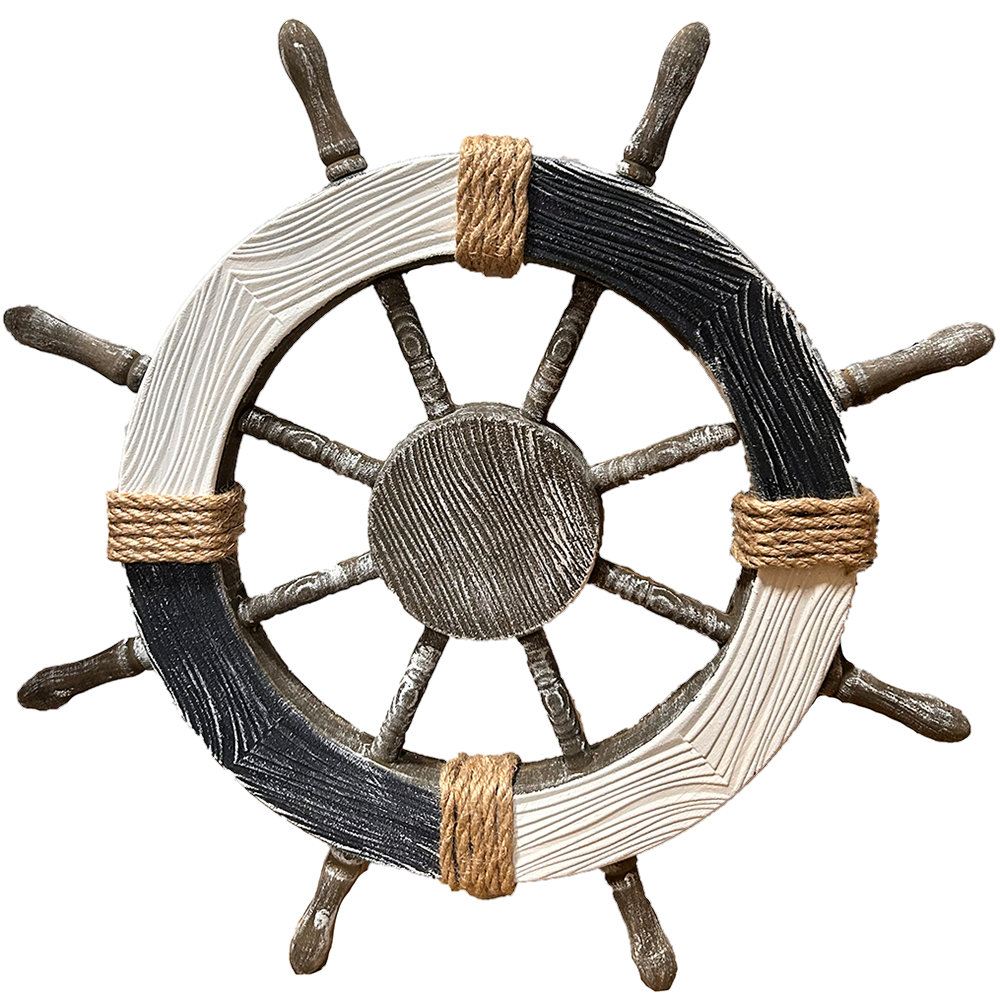 Decorative Nautical Ship Wheel with Twine, 17.7" Two Styles