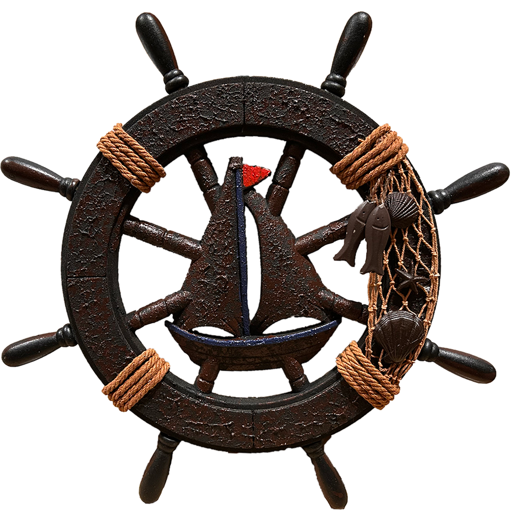 Decorative Nautical Ship Wheel with Twine, 17.7" Two Styles