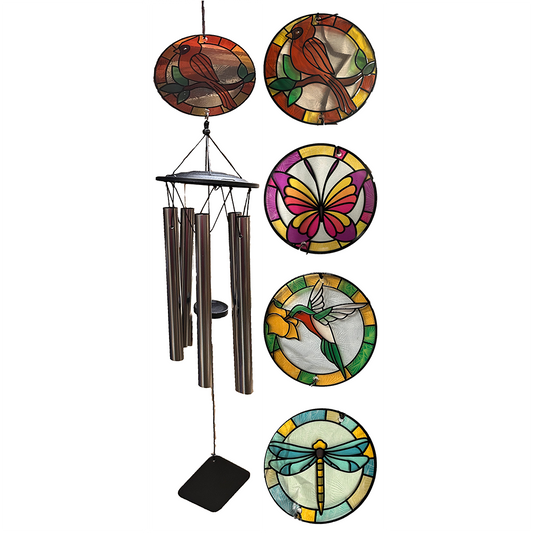 30" Stained Glass Wind Chimes, 4 Styles