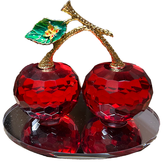 Glass Cherries Fruit Figurine Collectible Decor
