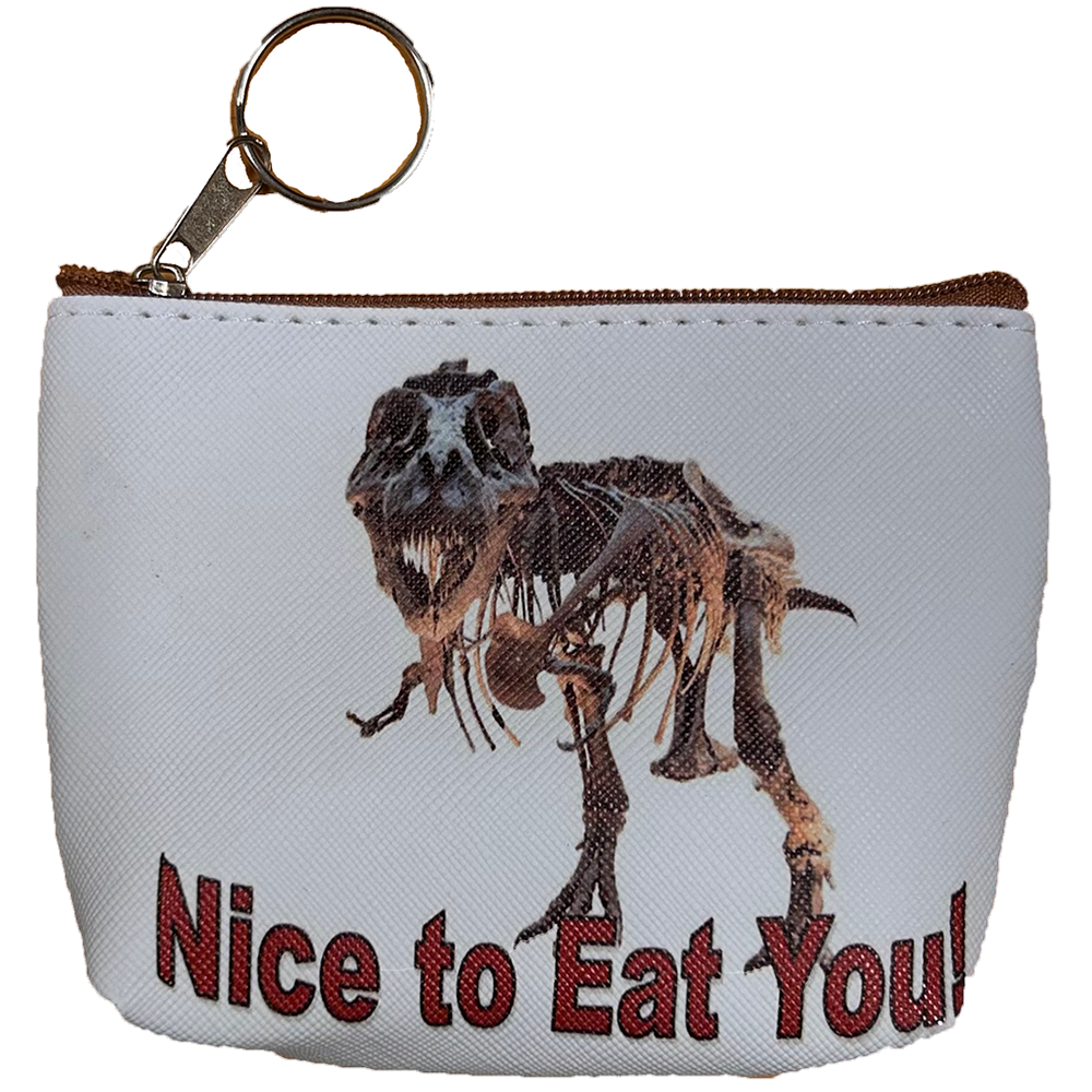"Nice to Eat You" Dinosaur Skeleton Coin Purse Keychain