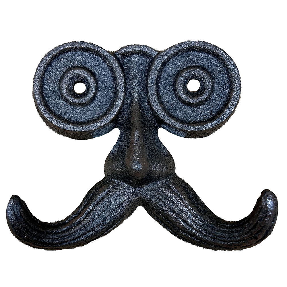 Mustached Face Cast Iron Wall Hanger Outdoor Home Decor