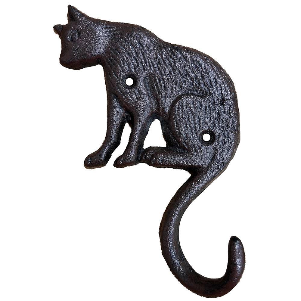 Cat Cast Iron Wall Hanger Outdoor Feline Home Decor