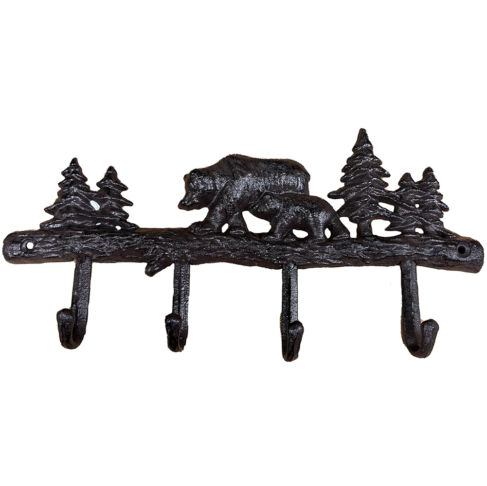 Black Bears Cast Iron Wall Hanger Outdoor Home Decor