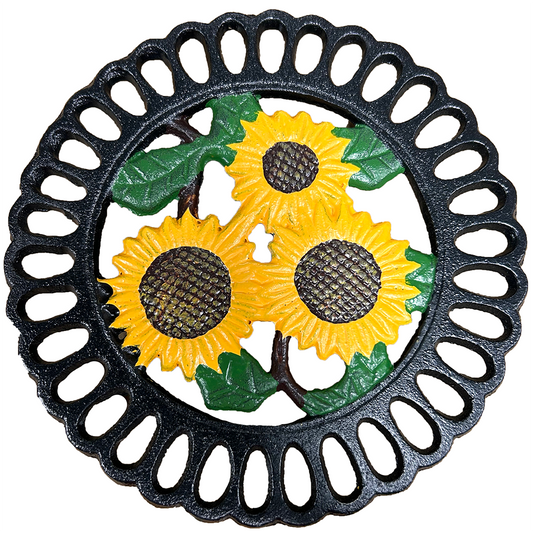 Cast Iron Sunflower Trivet Unique Kitchen Decor, Collectible