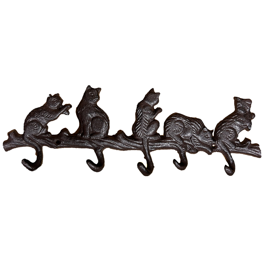 Cats Cast Iron Wall Hanger Whimsical Outdoor Home Decor