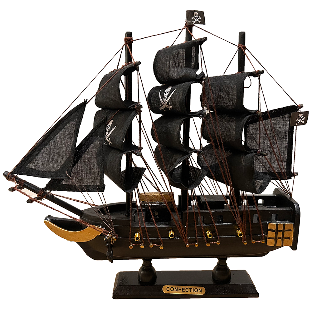 Pirate Ship Model Decor, Wooden Sailing Boat Nautical Decor