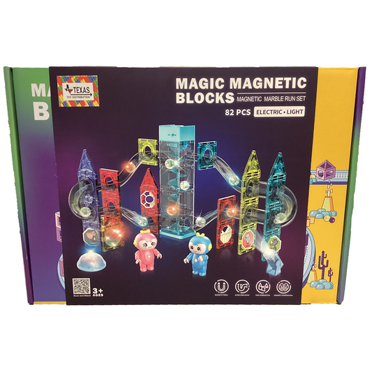 Magnetic Building Tiles Ball Track with Lights (82 pcs)