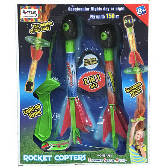 2-in-1 Rocket Slingshot with Lights and Whistle