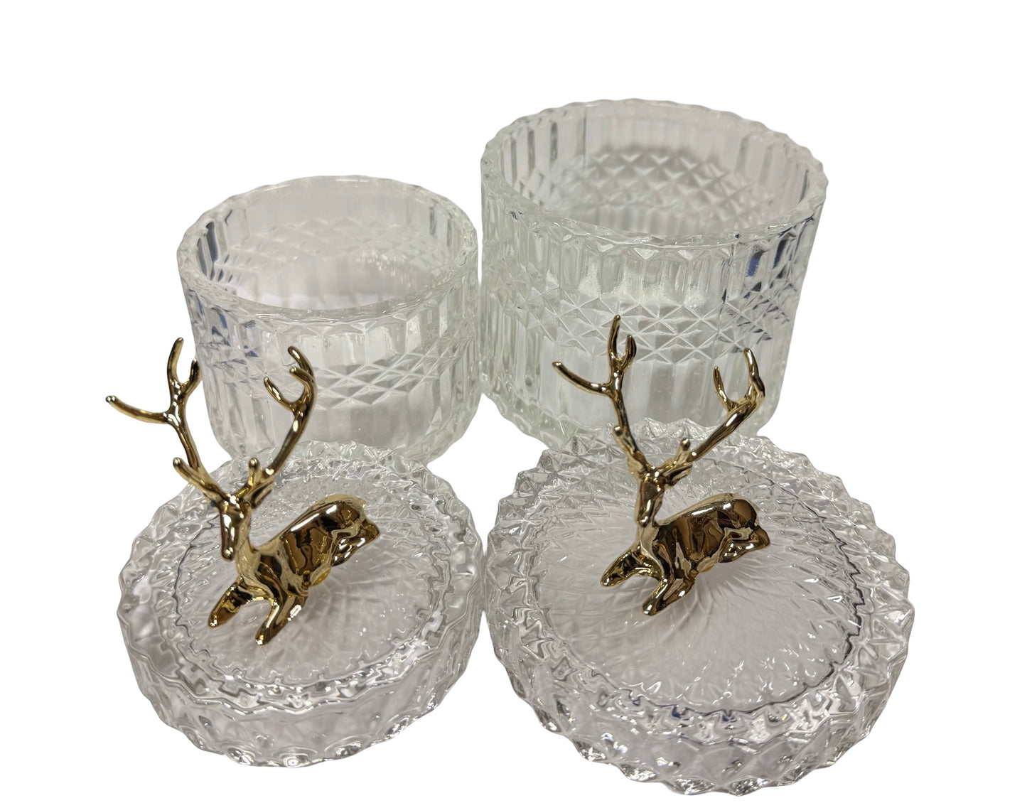 Glass Jars w/ Gold Deer design lids