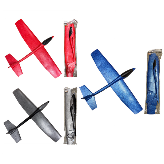 Hand-Toss Foam Airplane Flying Glider in Peggable Bag, 3 Assorted Colors