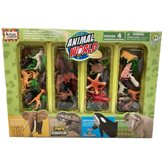 Figurine Retail Box with 4 Animal Wildlife Collections