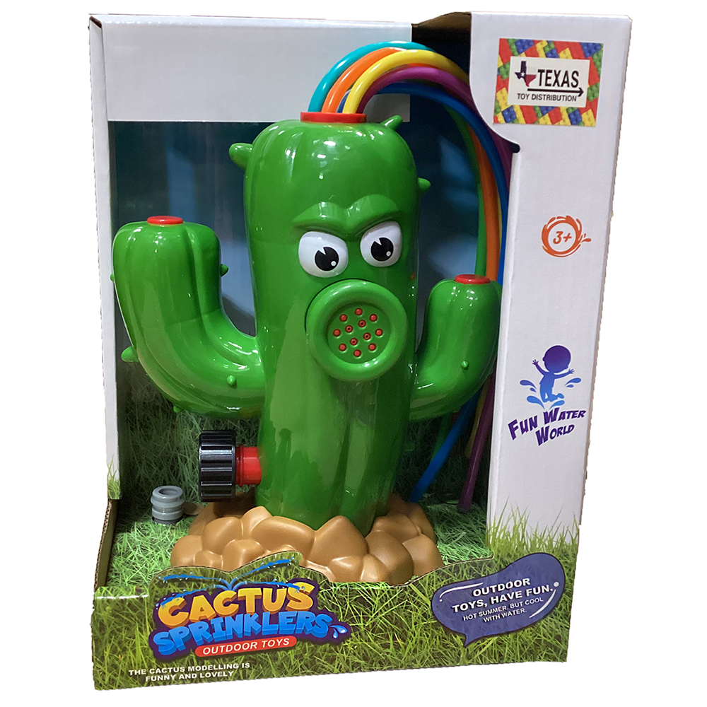 Cactus Water Sprinkler Outdoor Summer Toy with Color Tubes