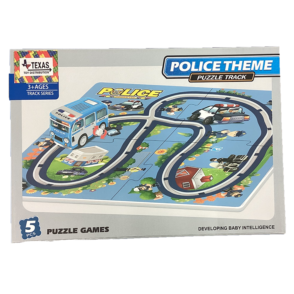 Fire and Police Puzzle Track Kits with Wind-Up Vehicle