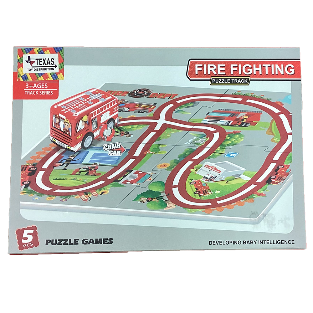 Fire and Police Puzzle Track Kits with Wind-Up Vehicle