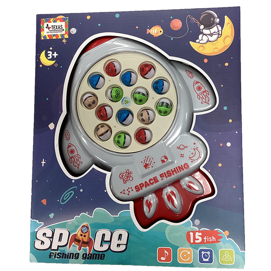Space Rocket Fishing Game Play Set with 15 Fish, Kid's Toy