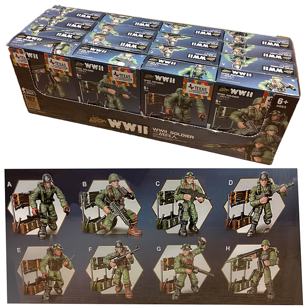 WWII Soldier Army Military Figurine Display, 16 Kits – Texas Toy ...