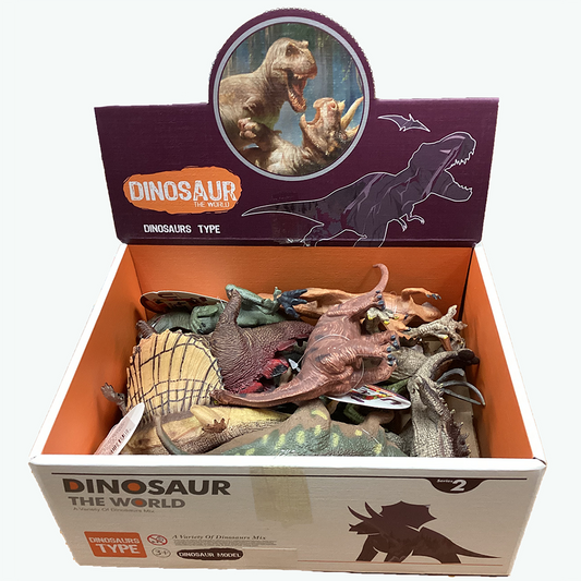 Dinosaur 7" Painted Figurine Display Box, 12 pieces