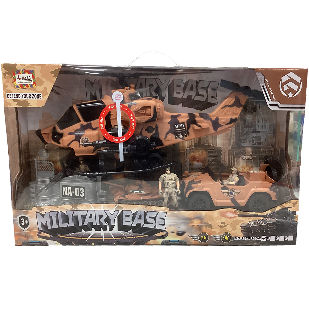 Military Play Set with Apache, Tank, Jeep, and Accessories – Texas Toy ...