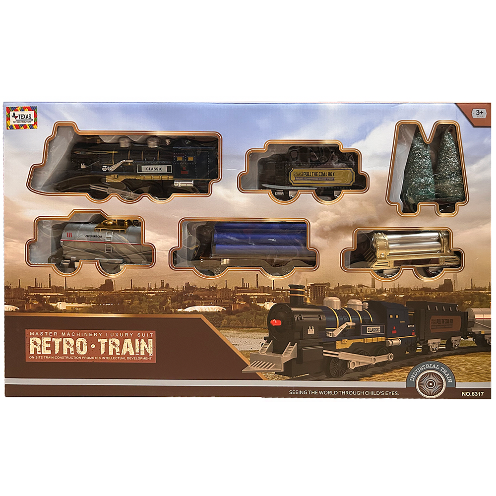 Retro Train Set with Assorted Cars and Tracks in Window Box – Texas Toy ...