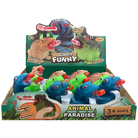 Roll Tongue Reptile Squeeze Animal Display, 12 Units