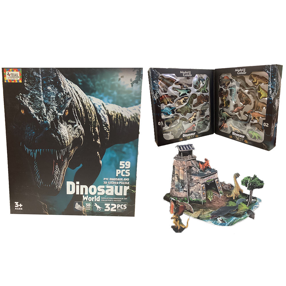 Dinosaur World Collector's Figurine Set with 3D Puzzle World