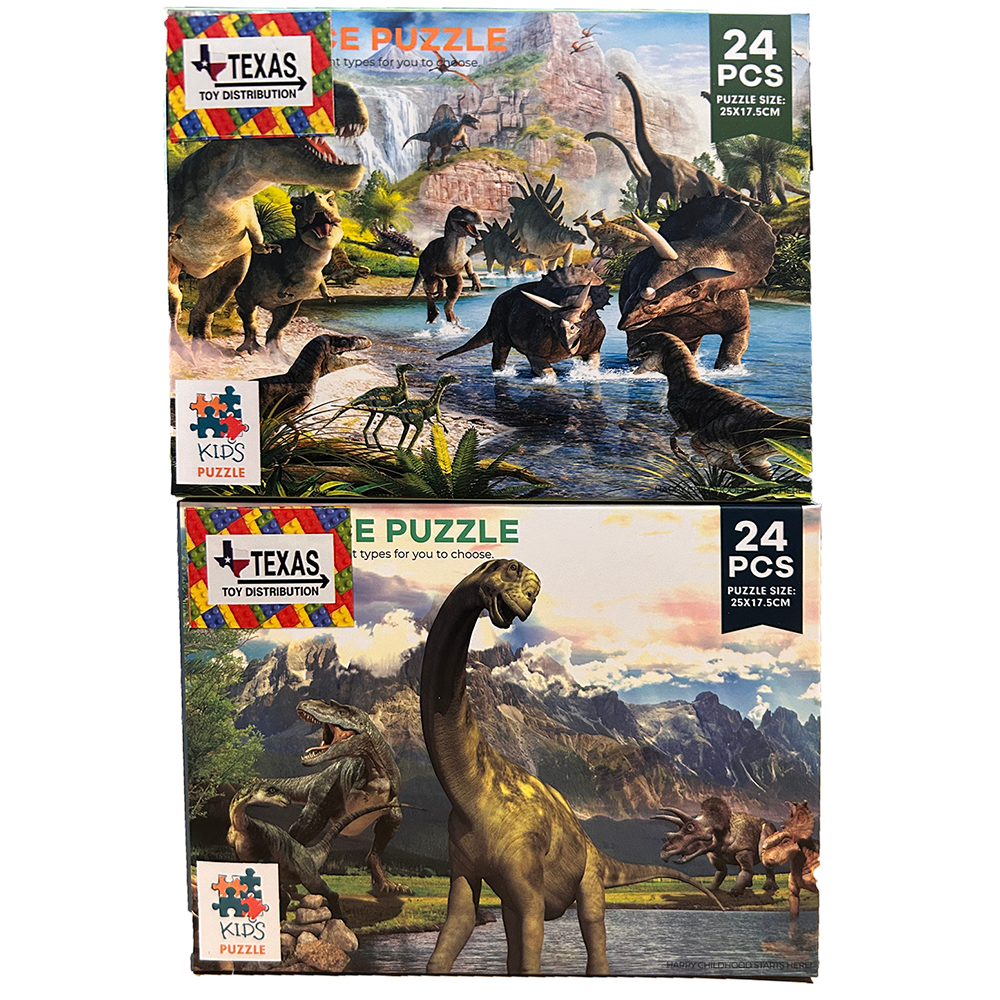 Dinosaur Puzzle Display Set of 16, Assort x4 Dino Puzzles