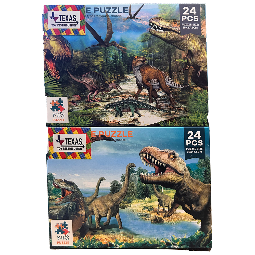 Dinosaur Puzzle Display Set of 16, Assort x4 Dino Puzzles