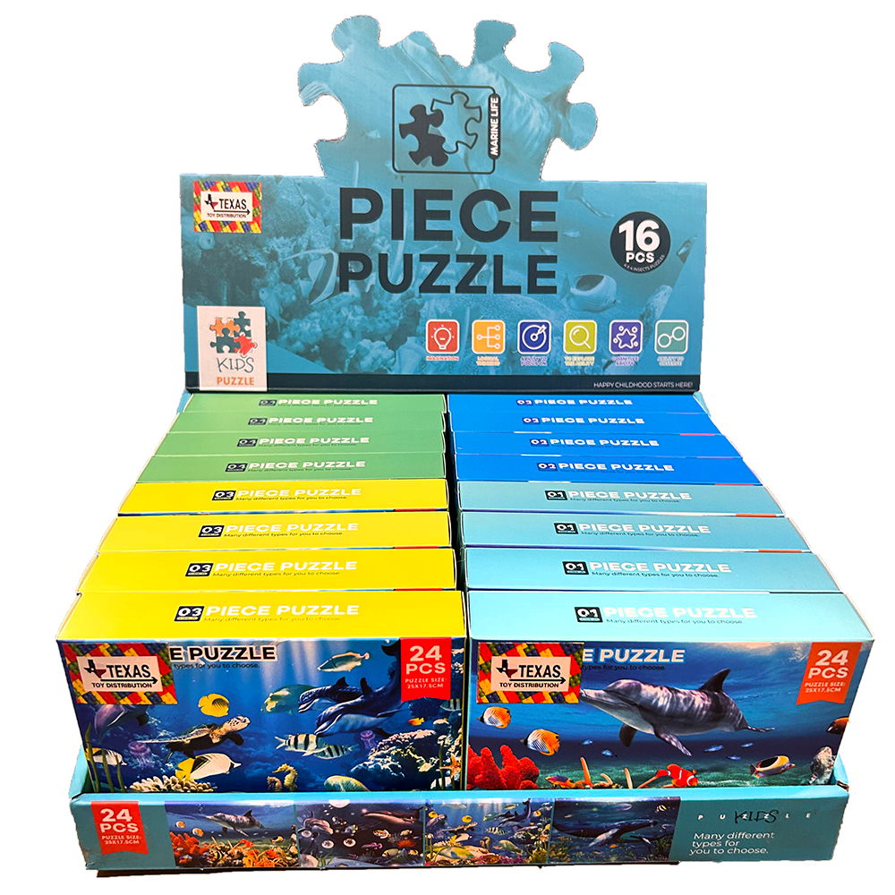 Underwater Puzzle Display Set of 16, Assort x4 Ocean Puzzles