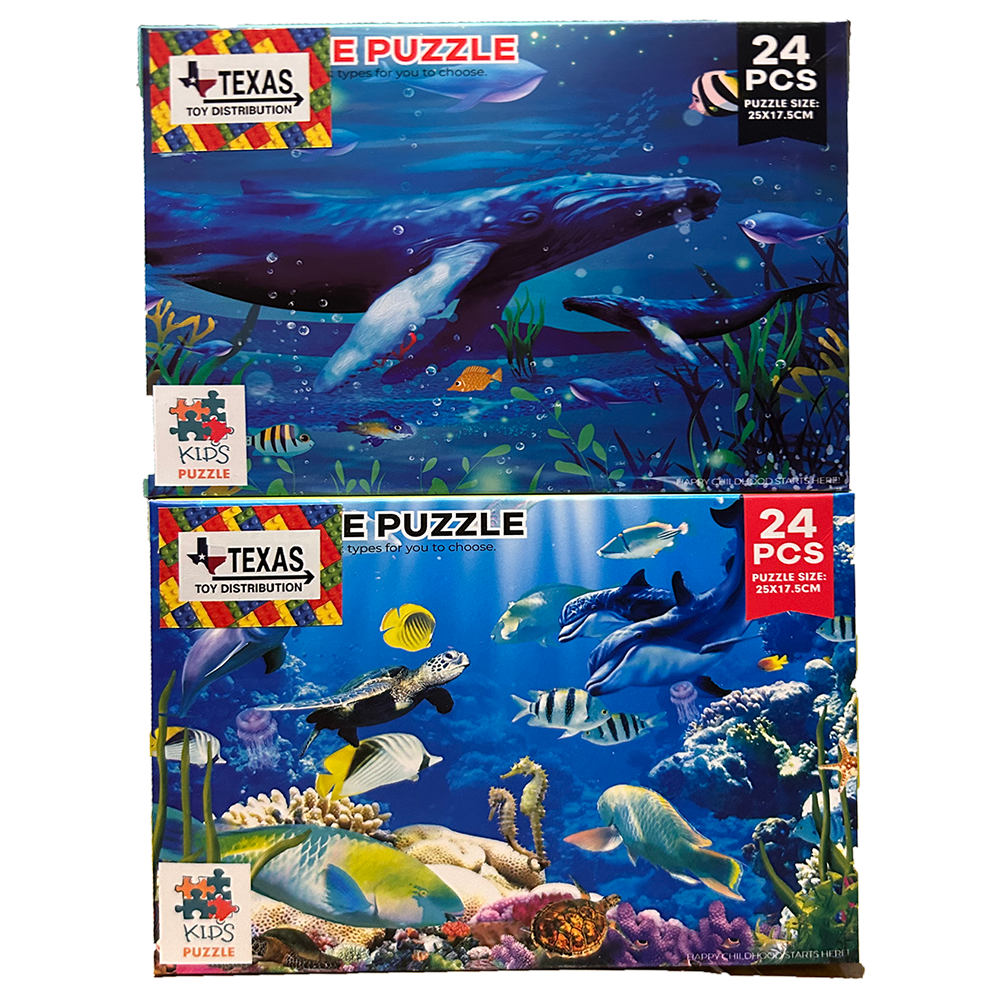 Underwater Puzzle Display Set of 16, Assort x4 Ocean Puzzles