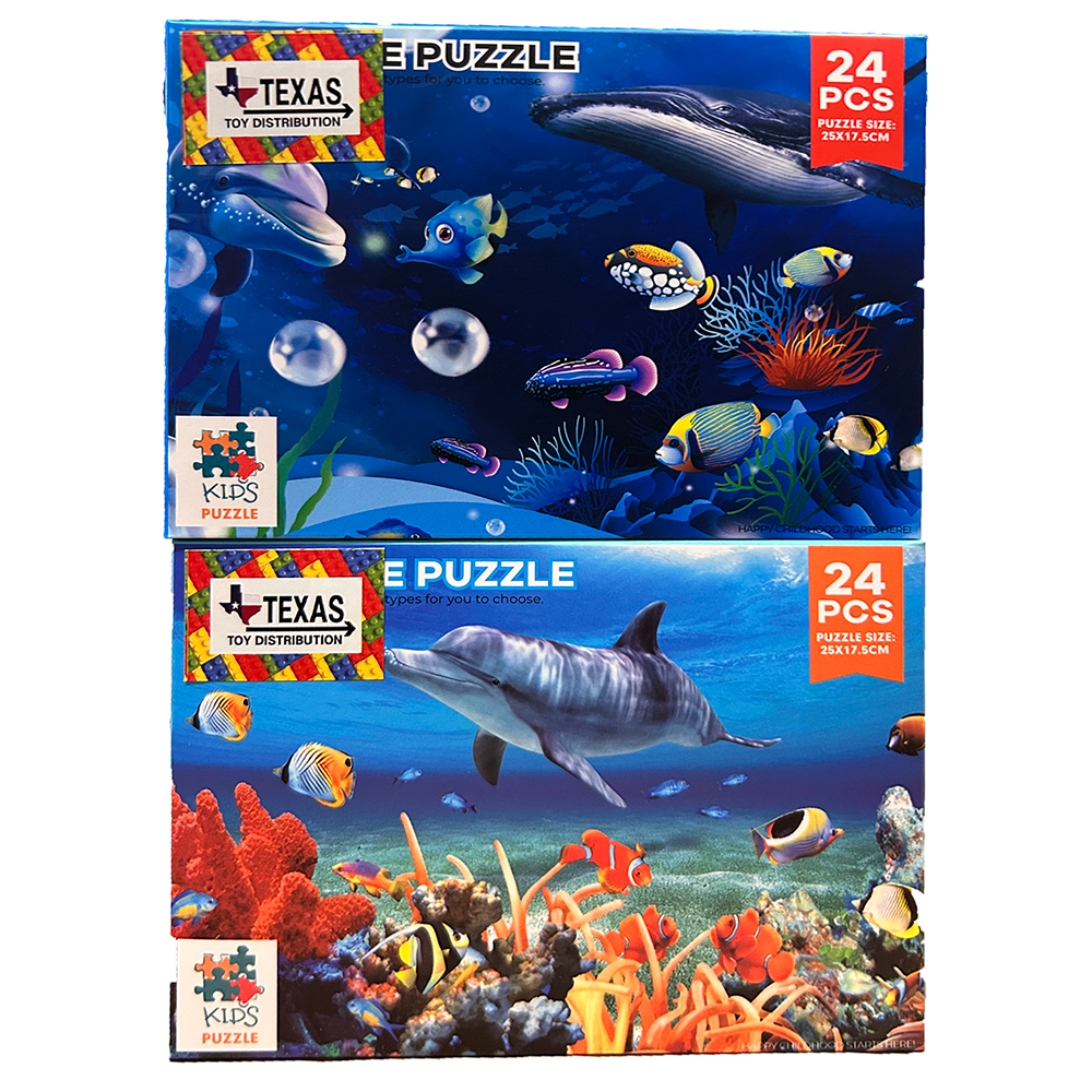 Underwater Puzzle Display Set of 16, Assort x4 Ocean Puzzles