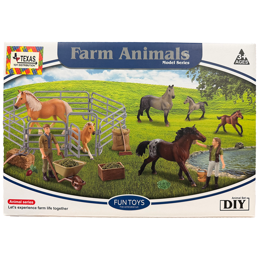 Farm Animal Figurine Play Set with Accessories, 4 Styles