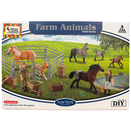 Farm Animal Figurine Play Set with Accessories, 4 Styles