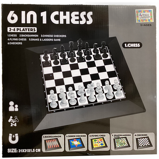 6-in-1 Board Games - Chess, Backgammon, Checkers, and More!