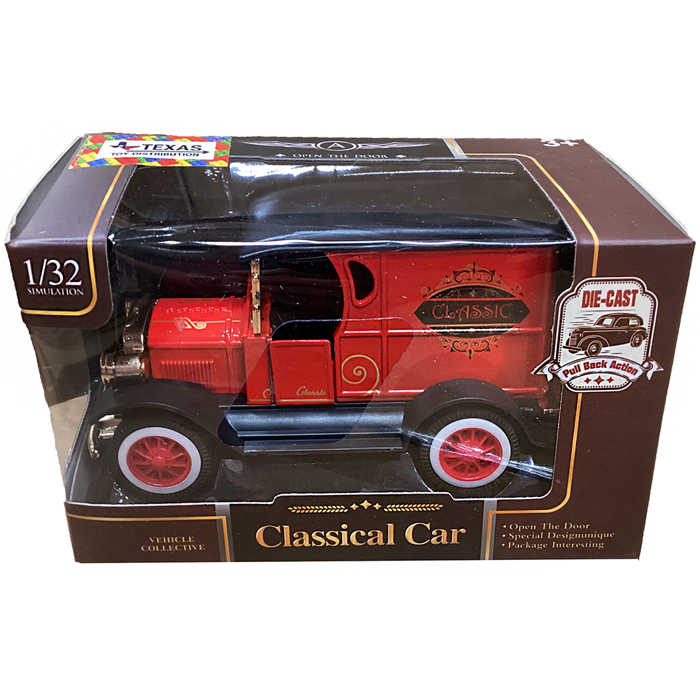 Classic Pull-Back Vehicles Die-Cast Vintage Cars, Assort x6