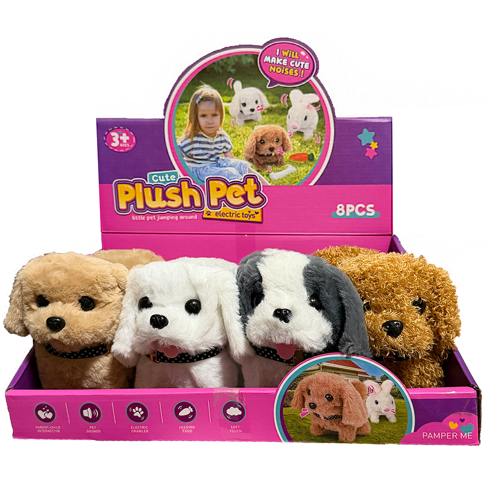 Cute Plush Pet Electric Puppies, Display of 8 Dogs