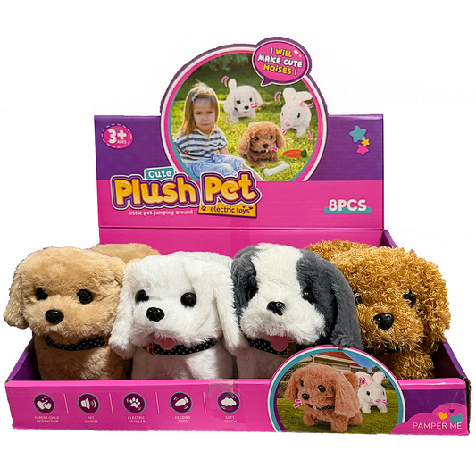 Cute Plush Pet Electric Puppies, Display of 8 Dogs