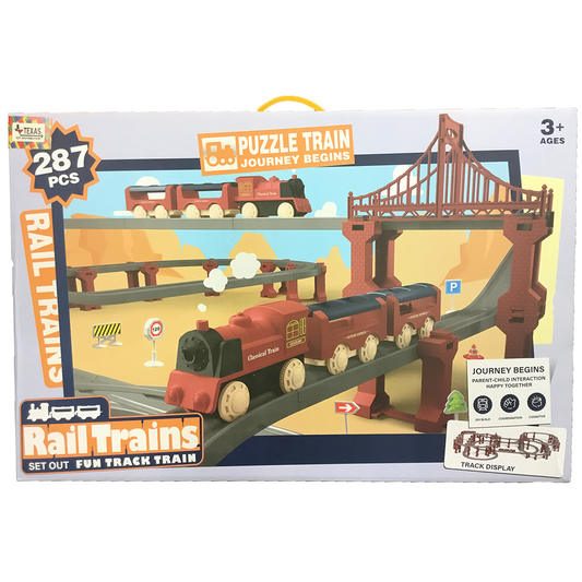 Rail Trains Fun Track Set with Bridge Accessories (287 pcs)