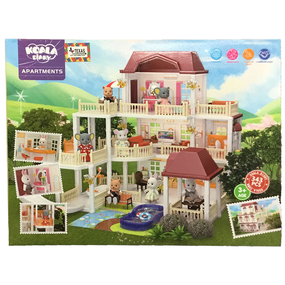 Koala Town Apartments Play Set w/ Animal Figurines 343 pc