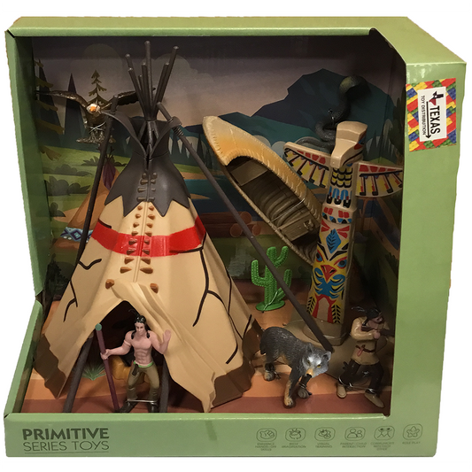 Native American Figurine Play Set in Open Window Box