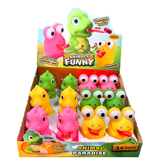 Roll Tongue Squeeze Animal Display, 12 Units
