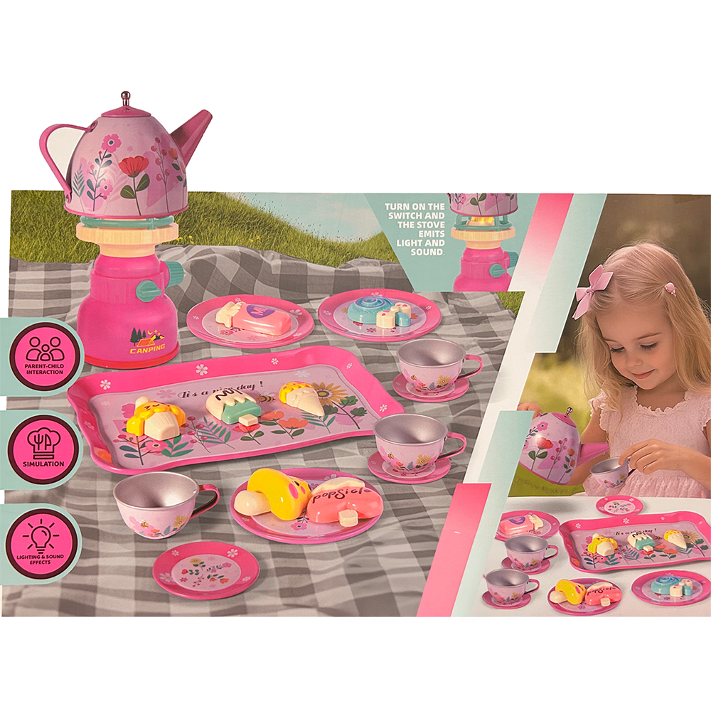 Picnic Tea Set with Desserts, Plates, Stove 22 pcs