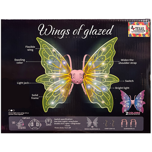 Colorful Glowing Electric Fairy Wings with Lights